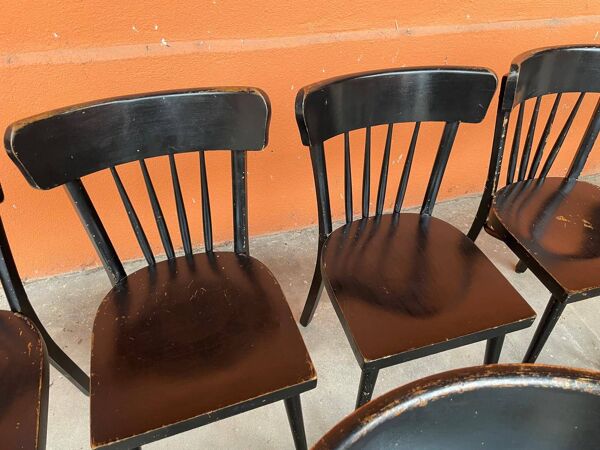lot de 18 Chaises bistrot bois courbé patinées 60s