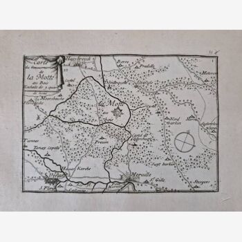 17th century copper engraving "Map of the government of La Motte au Bois" By Beaulieu