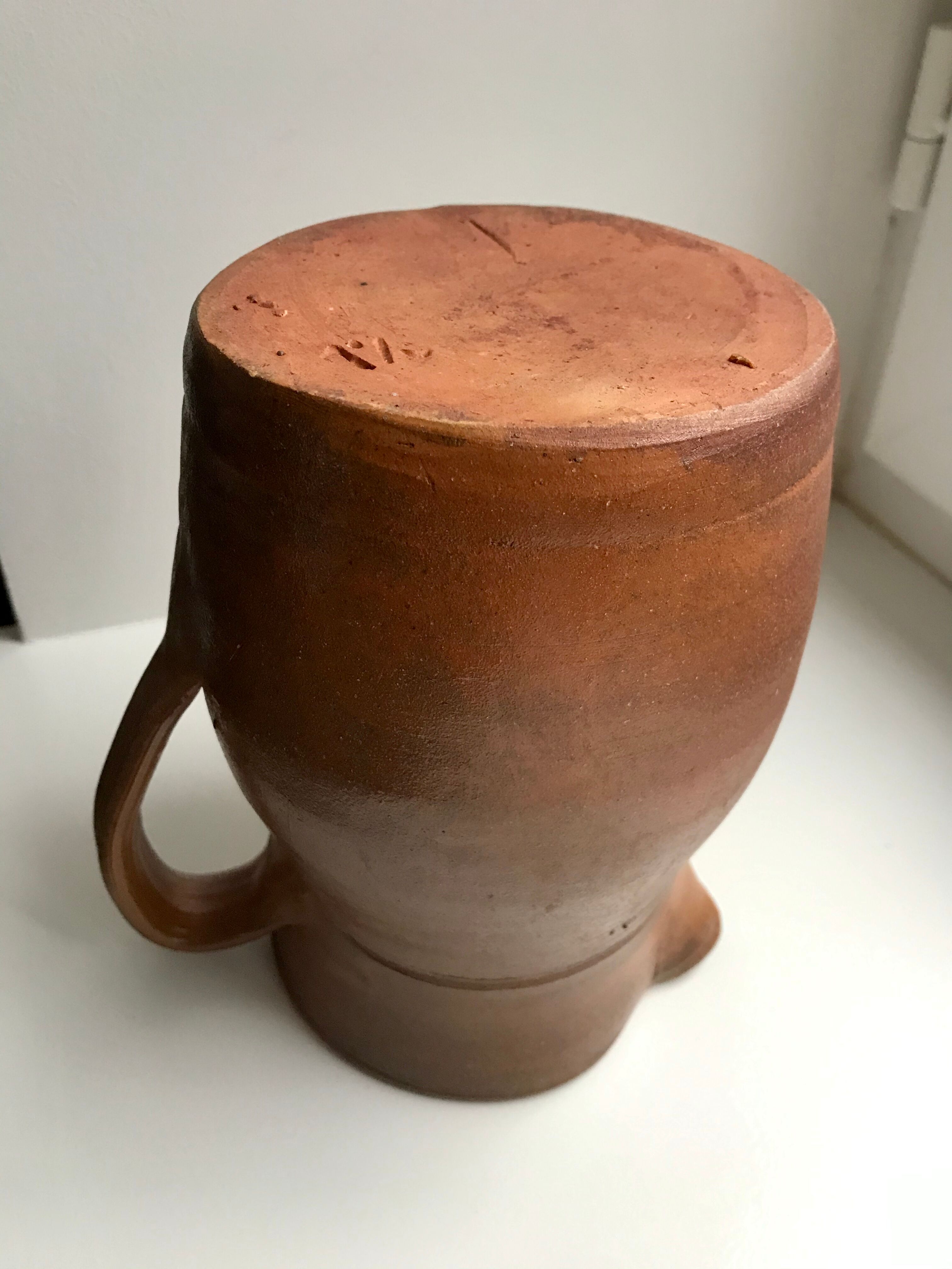 large brown stoneware pitcher Digoin Sarreguemines vintage