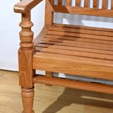 Old colonial varangue bench in teak – mid 20th century