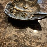 Bronze cat head ashtray