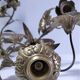 Paire de chandeliers laiton bronze décor floral