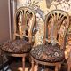 Napoleon III chairs, gilded wood, upholstered in damask fabric
