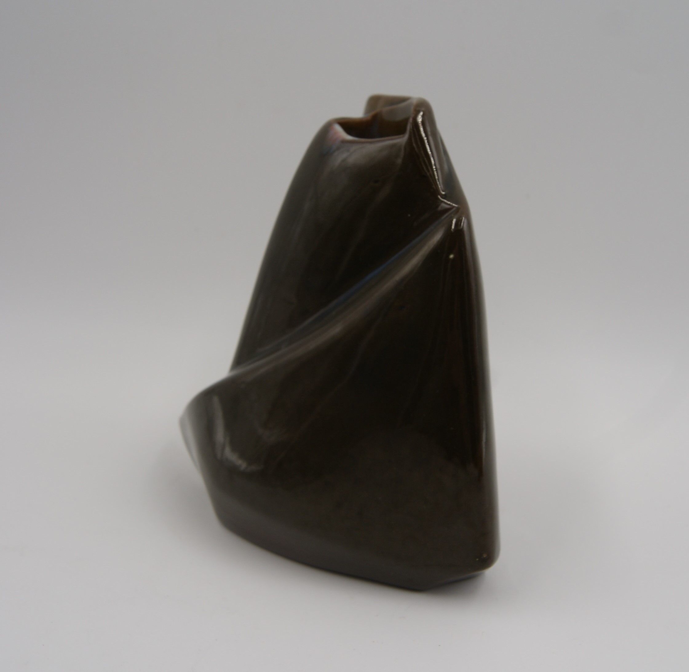 Vintage free-form enamelled stoneware vase