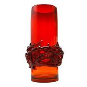 Crown of Thorns vase, red glass, designed by J. Słuczan-Orkusz, Poland, 1970s