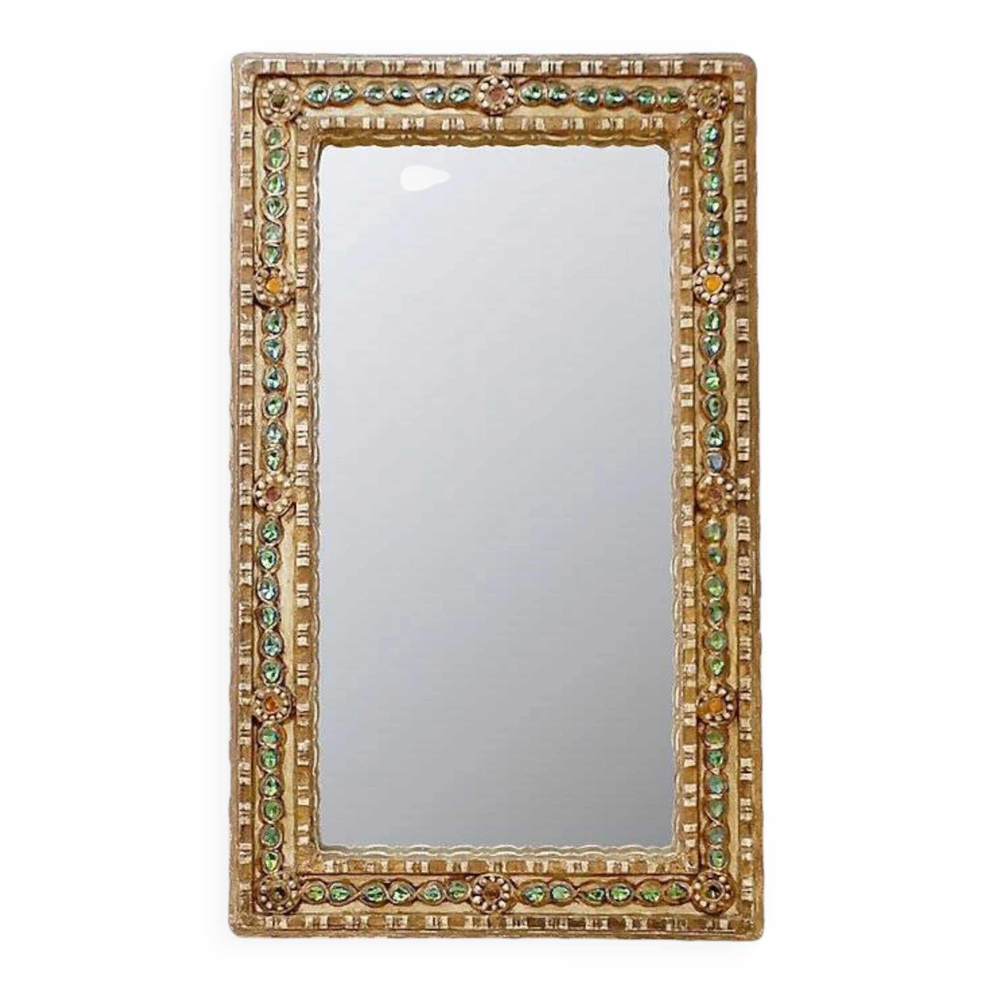 Mirror in stucco and coloured stones in the style of Creaciones Gobesso, Italy.