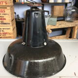 Hanging reflectolux mazda in black enamelled sheet metal.