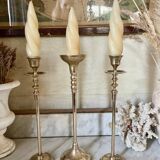 Set of 3 brass candle holders