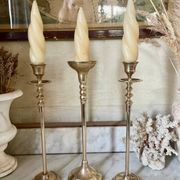 Set of 3 brass candle holders