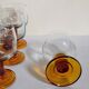 Six amber stemmed glasses from the 70s