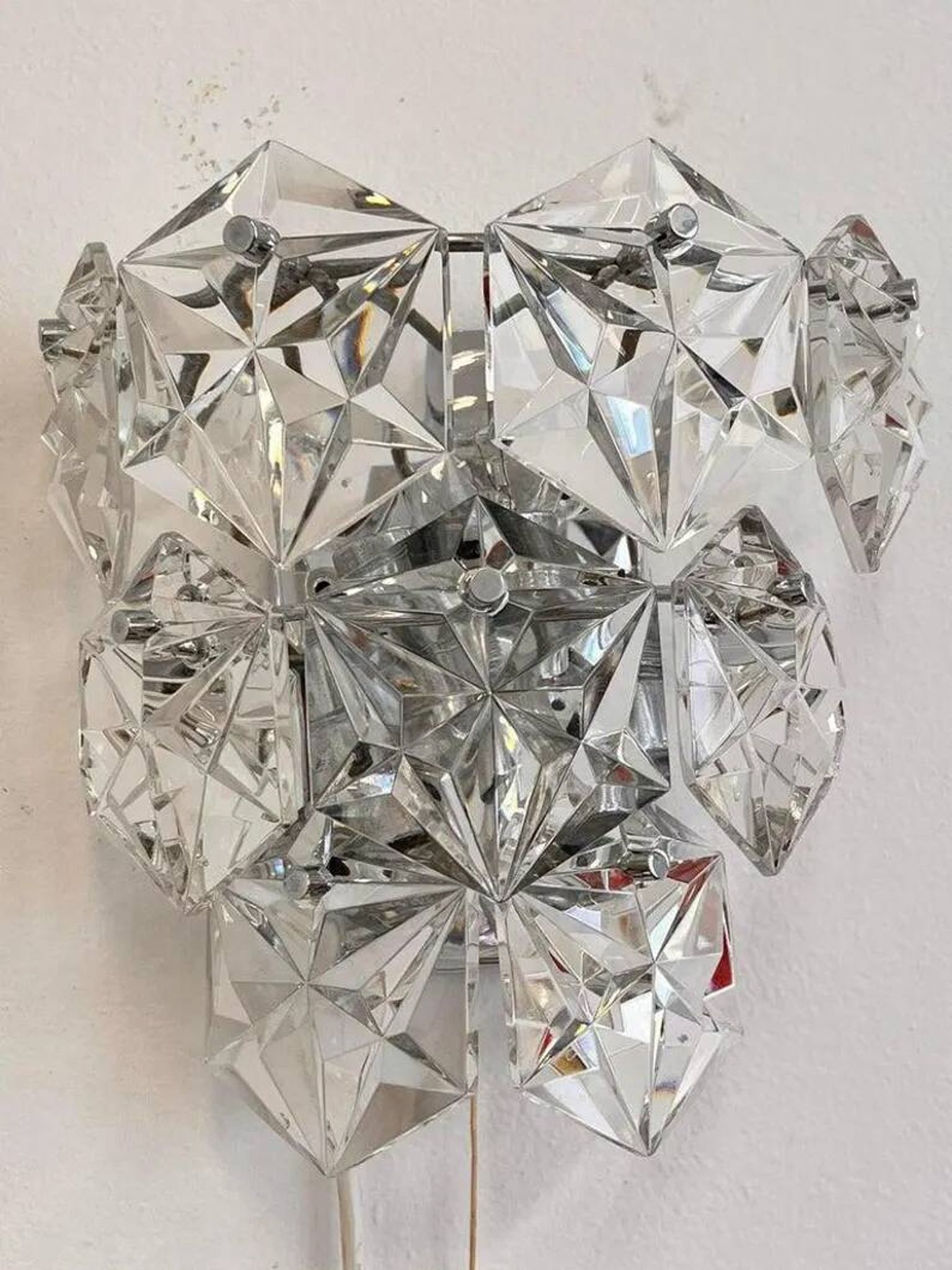 Midcentury Crystal Wall Lamp Kinkeldey, Germany, 1970s