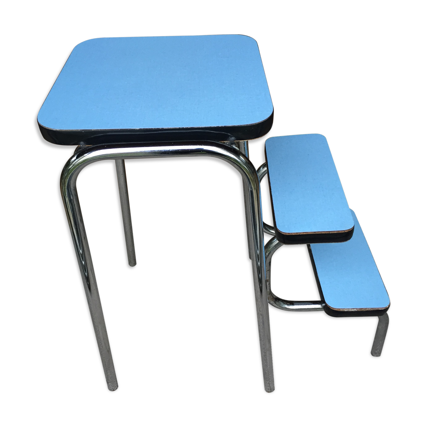Steplady stepladder formica sky blue, 60/70s