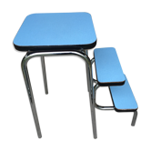 Tabouret escabeau formica bleu ciel, années 60/70