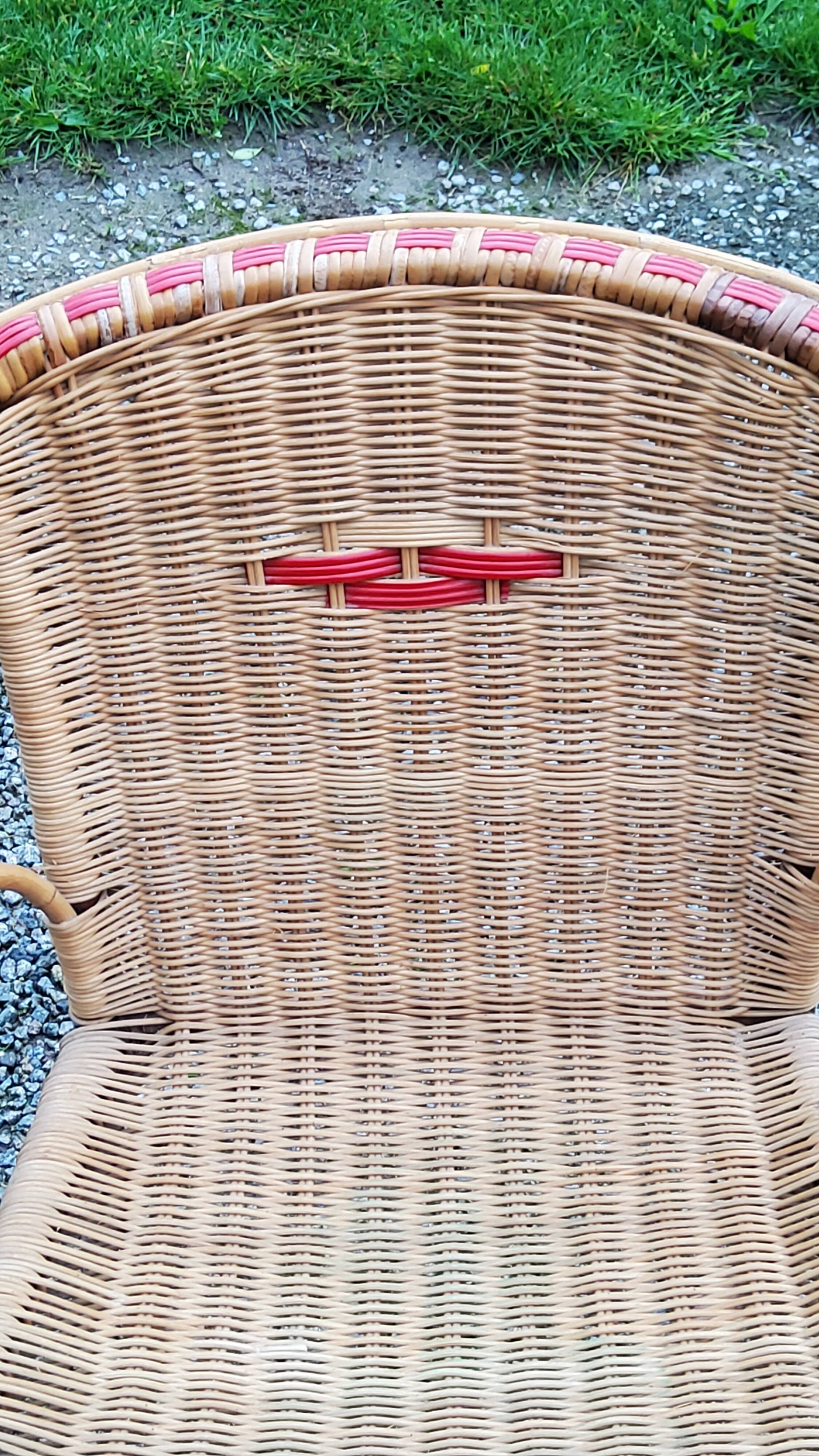 Rattan and wicker armchair from the 50s