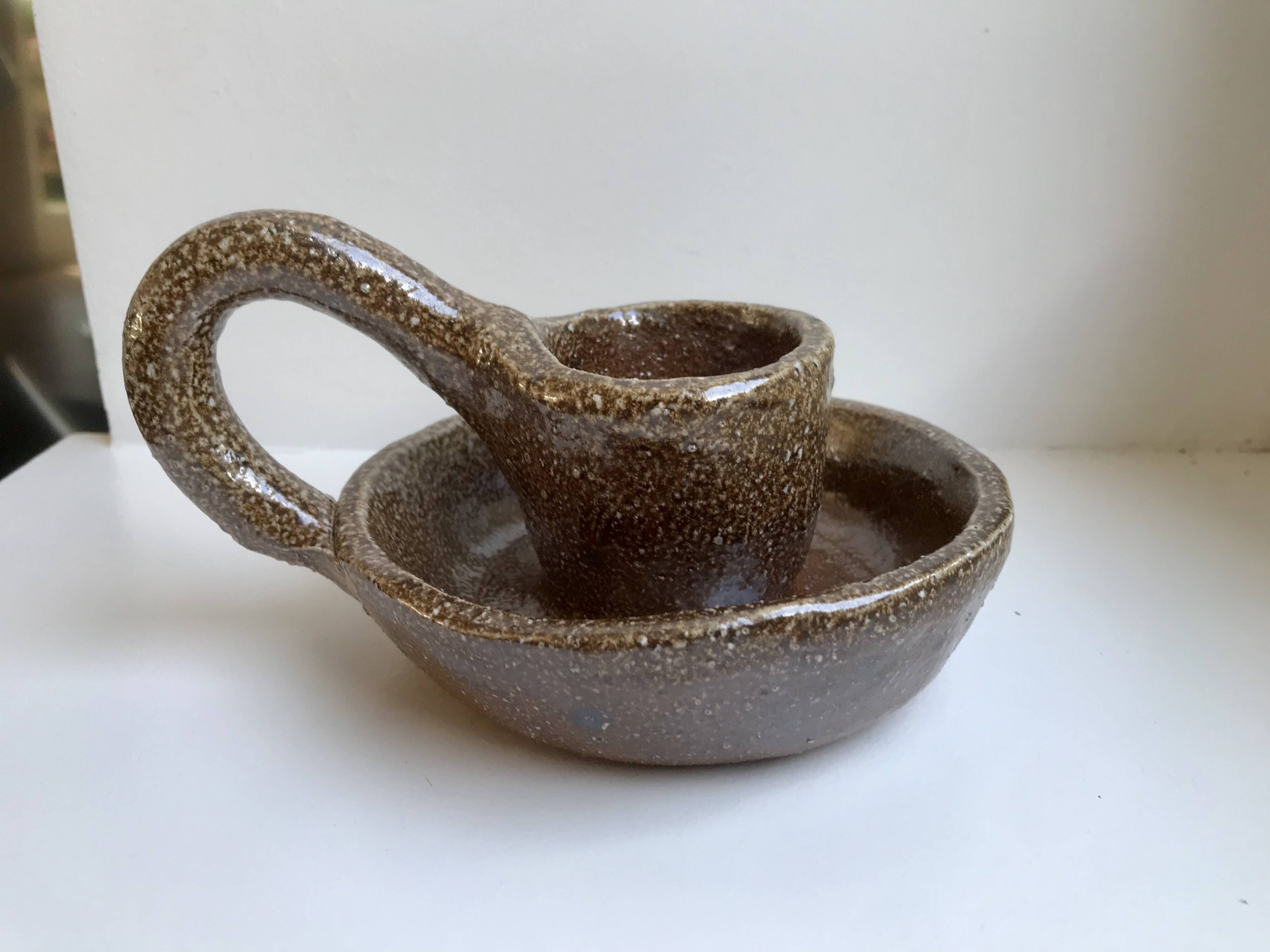 Ceramic candle holder pottery 70s