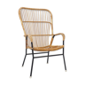 Vintage Rattan chair with high back, 1950's