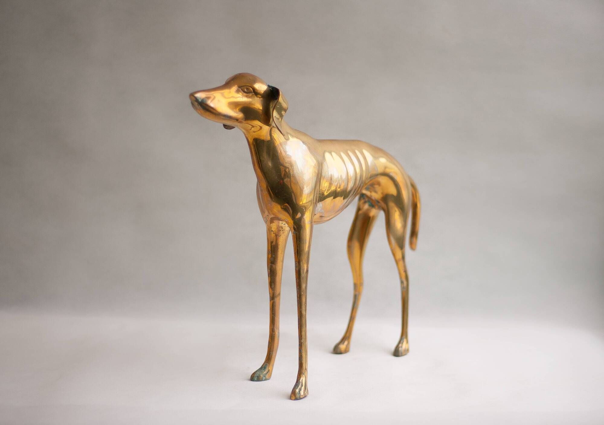 Statue vintage, big dog brass sculpture, dog statue, Greyhound, whippet, greyhound, interior decorating, home décor