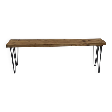 Industrial Bench Hairpin Legs Scaffolding Wood Midcentury Modern 1980s