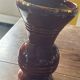 Ringed ceramic vase from Louviers, red and gold, 1950s