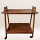 Scandinavian teak rolling dessert trolley