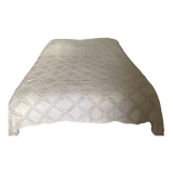 White cotton crochet bed cover with squares