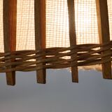 Plafonnier design en teck, années 60-70