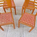 4 Cruége style  chairs, rare vintage wicker model