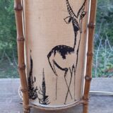 Rattan lamp and parchment 1950
