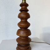 1950s turned oak wood table lamp