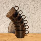 6 vintage smoked glass coffee cups