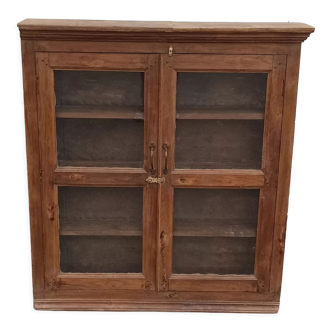 Old wooden glazed wall cabinet