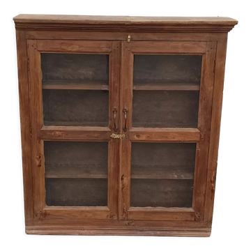 Old wooden glazed wall cabinet