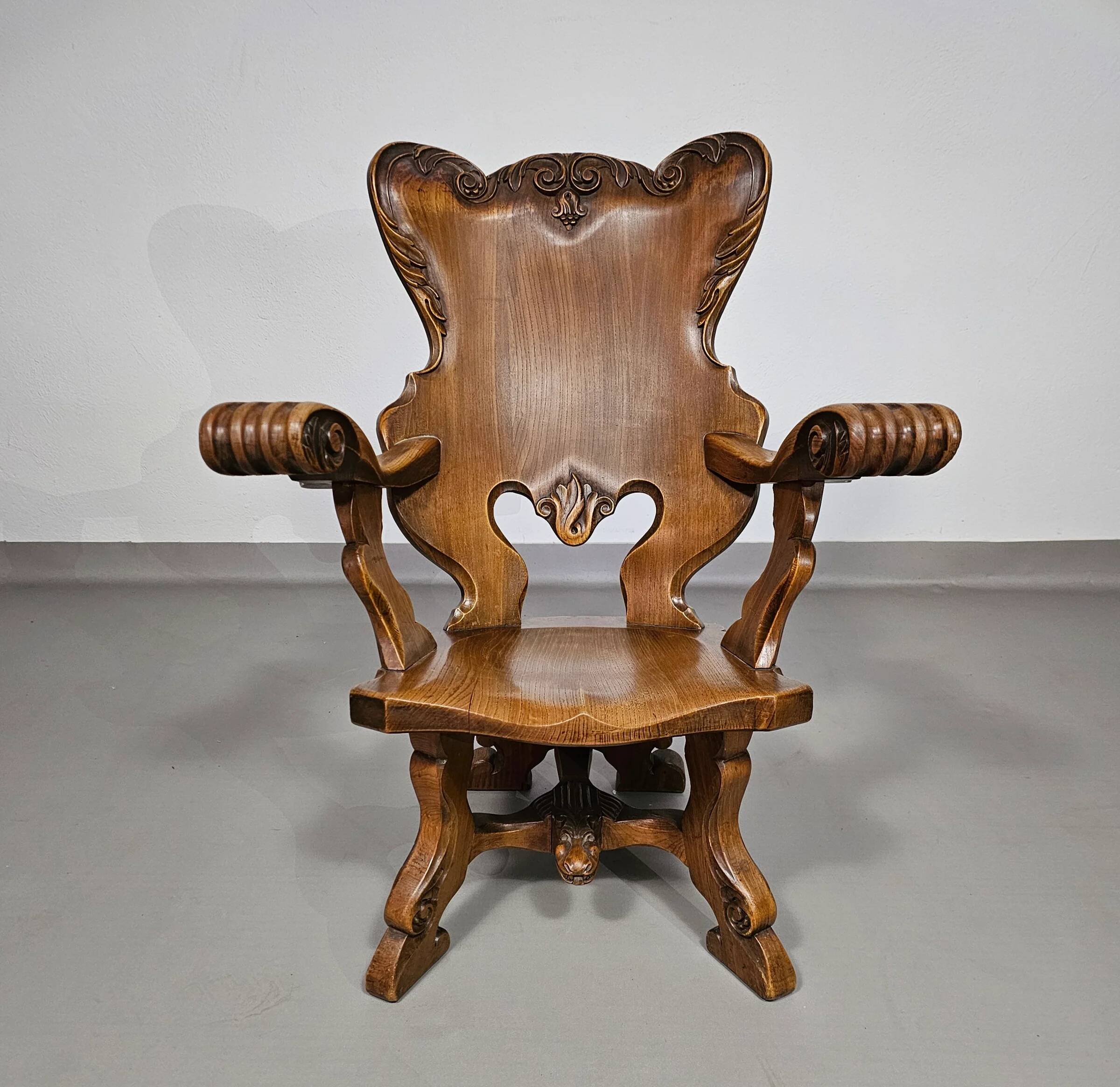 4 x large oak claw armchairs 1960s