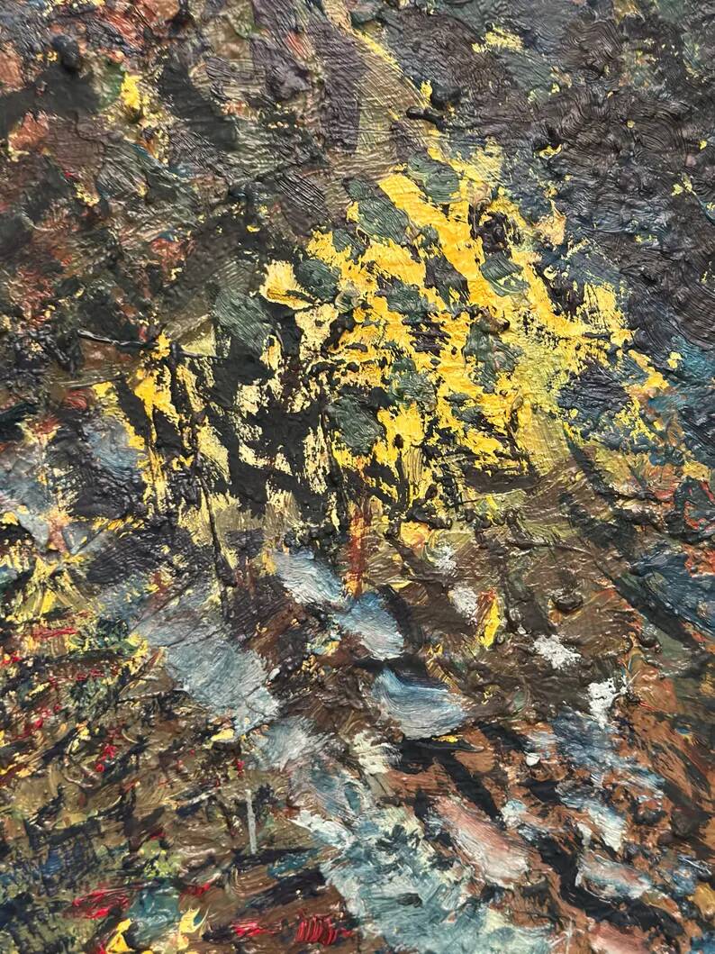 Grande huile sur toile suédoise originale – « Composition » par Valter Gibson