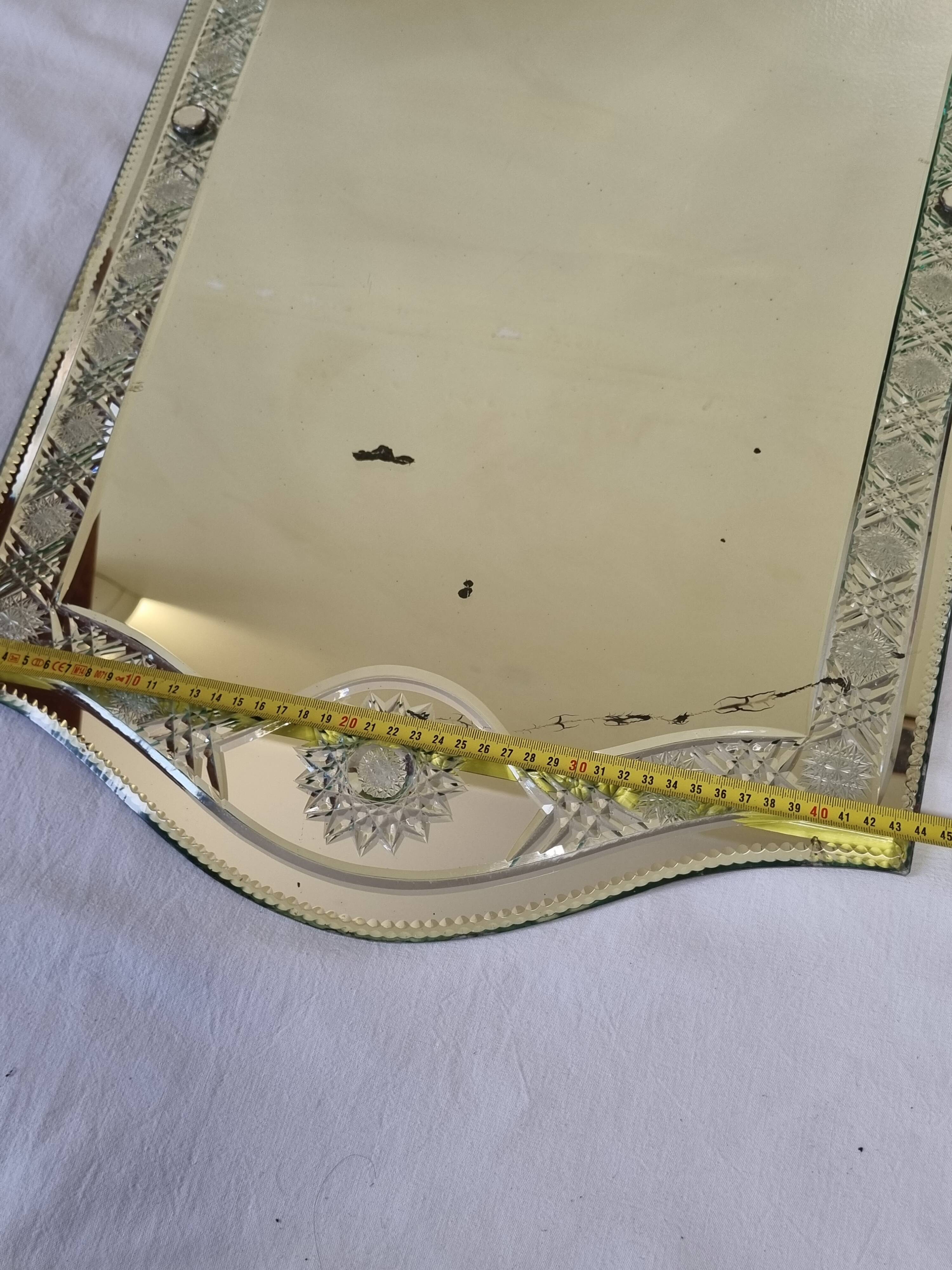 Large vintage Venetian style engraved mirror, 81 x 53 cm, 1950