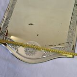 Large vintage Venetian style engraved mirror, 81 x 53 cm, 1950