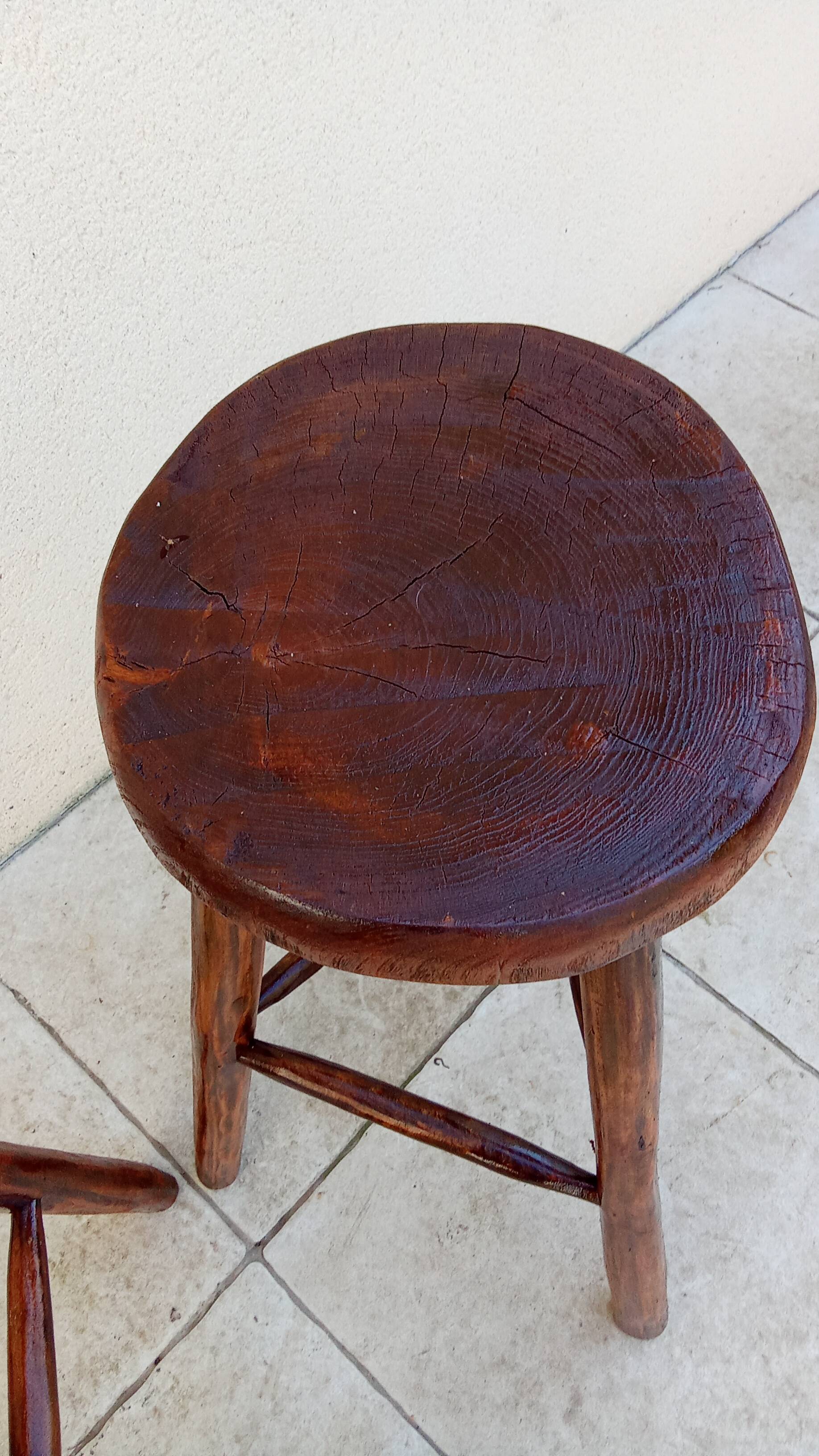 Pair of vintage brutalist high stools