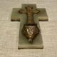 Art Deco holy water font in bronze, onyx and brass from the early 20th century