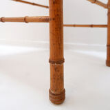 Vintage organic style chair in faux bamboo and caning - 1960s