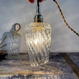 Set of two vintage chiseled glass portable lamps
