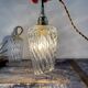 Set of two vintage chiseled glass portable lamps