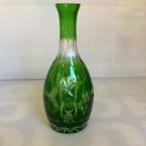 Green cut crystal bottle