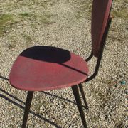 2 vintage chairs, metal and skaï