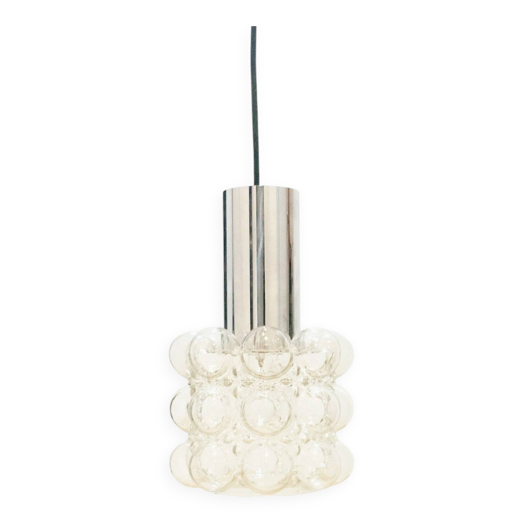 Mid Century Bubble Glass & Chrome Ceiling Light/Pendant by Helena Tynell for Limburg, Germany, 1960s