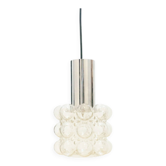 Plafonnier/suspension en verre bullé et chrome du milieu du siècle par Helena Tynell pour Limburg, Allemagne, années 1960