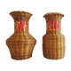 Pair of rattan vases, braided vase 1960