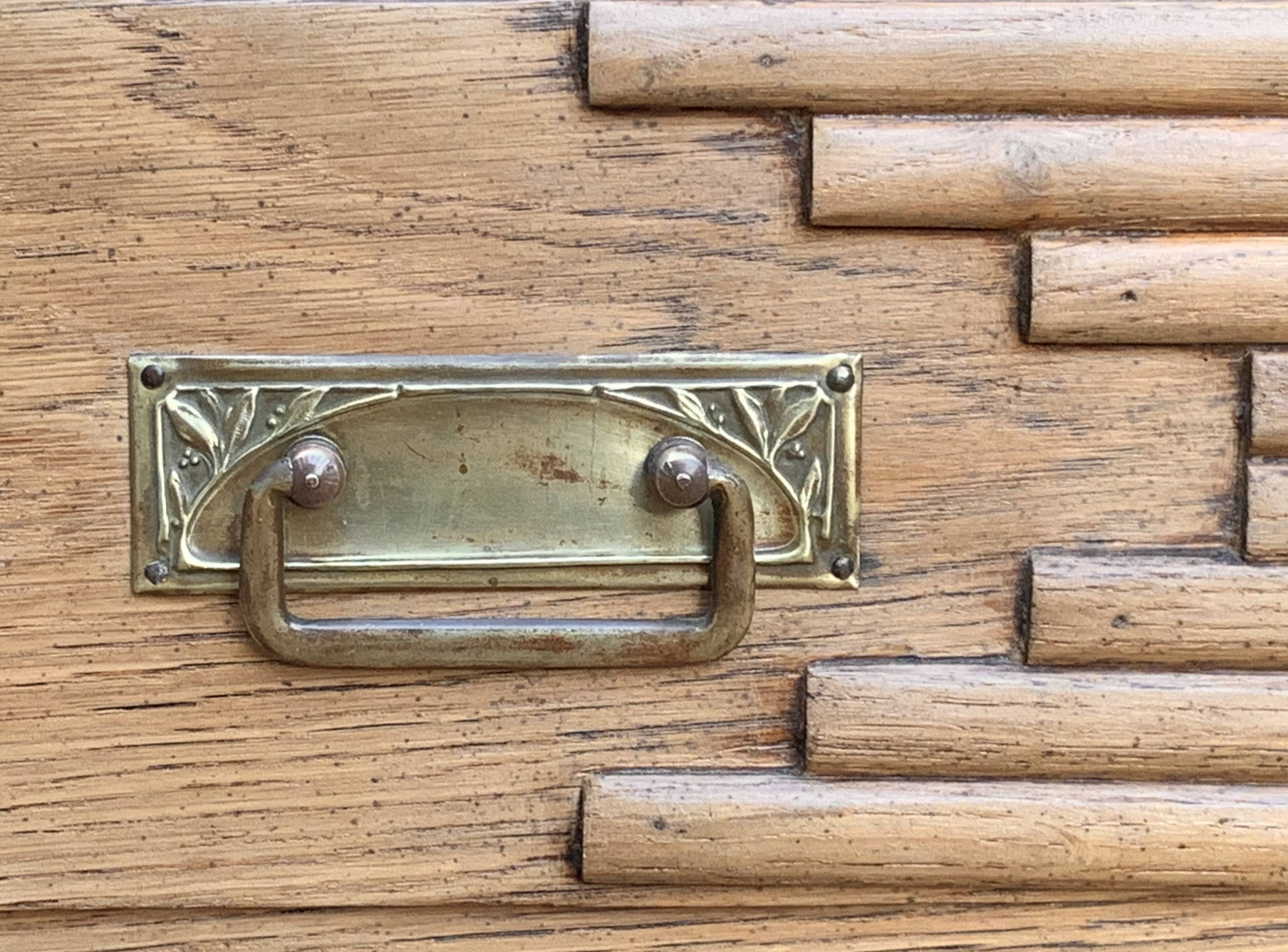 Parisian art deco glass cabinet in raw wood
