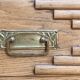 Parisian art deco glass cabinet in raw wood