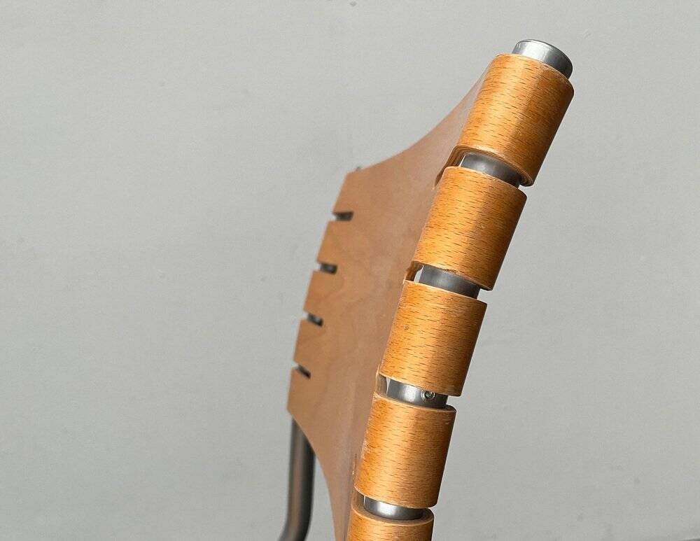 Postmodern chair in metal and wood by Ruud Jan Kokke for Harvink, 1990s.