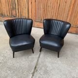 Mid-Century Sky Black Chairs, 1950s, Set of 2